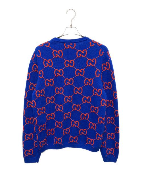 GUCCI（グッチ）GUCCI (グッチ) GGウールニット ブルー×オレンジ サイズ:Lの古着・服飾アイテム