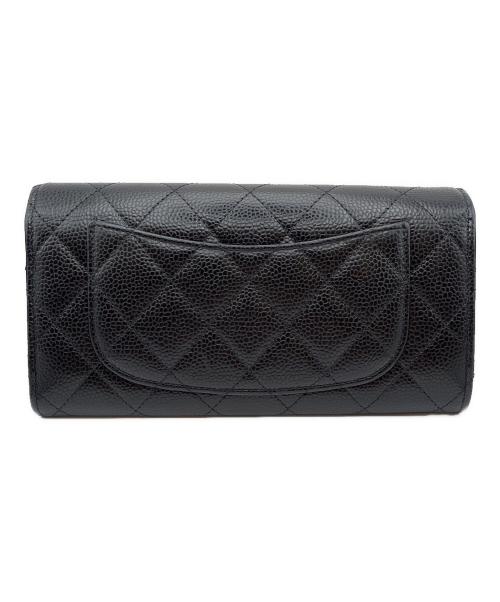 CHANEL（シャネル）CHANEL (シャネル) キャビアスキンロングウォレット ブラック サイズ:-の古着・服飾アイテム