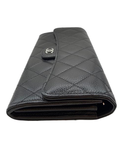 CHANEL（シャネル）CHANEL (シャネル) キャビアスキンロングウォレット ブラック サイズ:-の古着・服飾アイテム