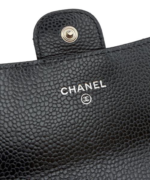 CHANEL（シャネル）CHANEL (シャネル) キャビアスキンロングウォレット ブラック サイズ:-の古着・服飾アイテム