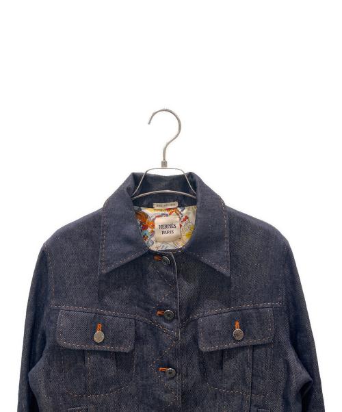 HERMES（エルメス）HERMES (エルメス) リネン切替デニムジャケット インディゴ サイズ:38の古着・服飾アイテム