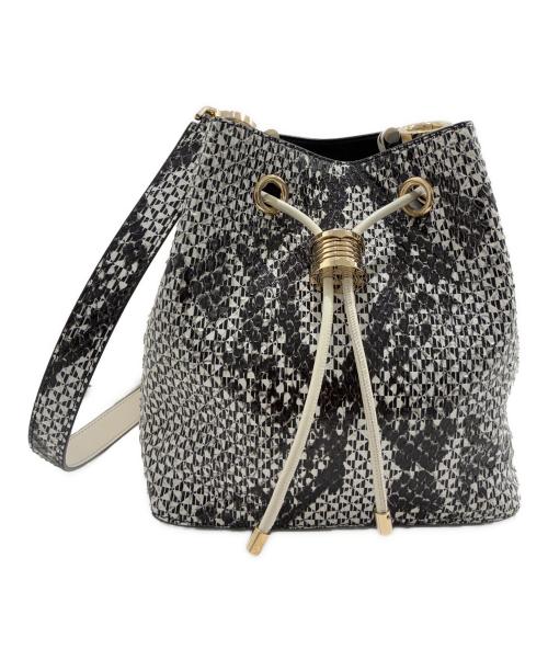 BVLGARI（ブルガリ）BVLGARI (ブルガリ) パイソンバケットショルダーバッグ ライトグレーの古着・服飾アイテム