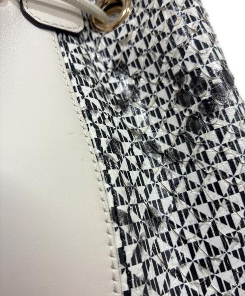 BVLGARI（ブルガリ）BVLGARI (ブルガリ) パイソンバケットショルダーバッグ ライトグレーの古着・服飾アイテム