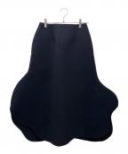 ENFOLDエンフォルド）の古着「ジョーゼットボンディング ウェーブスカート」｜ブラック