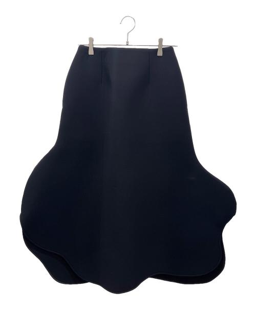 ENFOLD（エンフォルド）ENFOLD (エンフォルド) ジョーゼットボンディング ウェーブスカート ブラック サイズ:38の古着・服飾アイテム