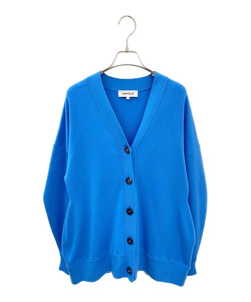 ENFOLD（エンフォルド）ENFOLD (エンフォルド) PEPLUM CARDIGAN スカイブルー×イエロー サイズ:38の古着・服飾アイテム