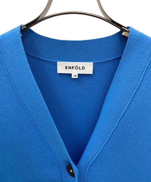 ENFOLD（エンフォルド）ENFOLD (エンフォルド) PEPLUM CARDIGAN スカイブルー×イエロー サイズ:38の古着・服飾アイテム