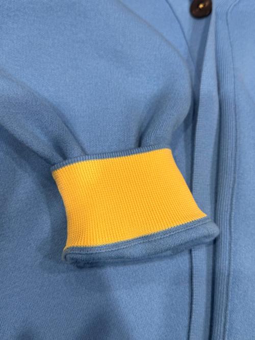 ENFOLD（エンフォルド）ENFOLD (エンフォルド) PEPLUM CARDIGAN スカイブルー×イエロー サイズ:38の古着・服飾アイテム