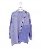 ENFOLDエンフォルド）の古着「ASYMMETRY BLOUSE」｜スカイブルー