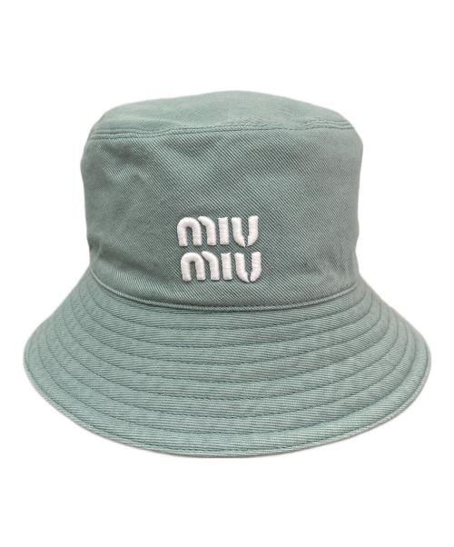 MIU MIU（ミュウミュウ）MIU MIU (ミュウミュウ) デニムバケットハット グリーン サイズ:Sの古着・服飾アイテム