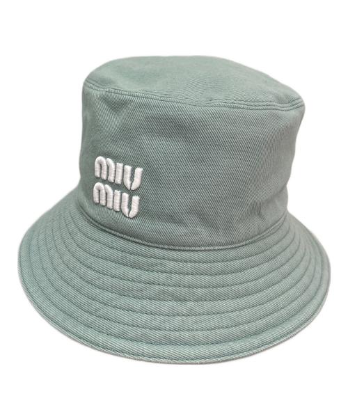 MIU MIU（ミュウミュウ）MIU MIU (ミュウミュウ) デニムバケットハット グリーン サイズ:Sの古着・服飾アイテム