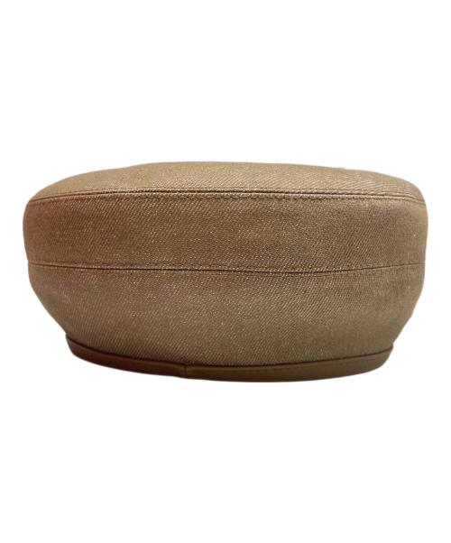 HERMES（エルメス）HERMES (エルメス) レザーパイピング コットンベレー帽 ベージュ サイズ:57の古着・服飾アイテム