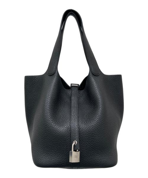 HERMES（エルメス）HERMES (エルメス) Picotin Lock MM ピコタンロック MM/トリヨンクレマンス/ブラック（ノワール）/D刻印:2019/シルバー金具 ブラック×シルバー金具 サイズ:MMの古着・服飾アイテム