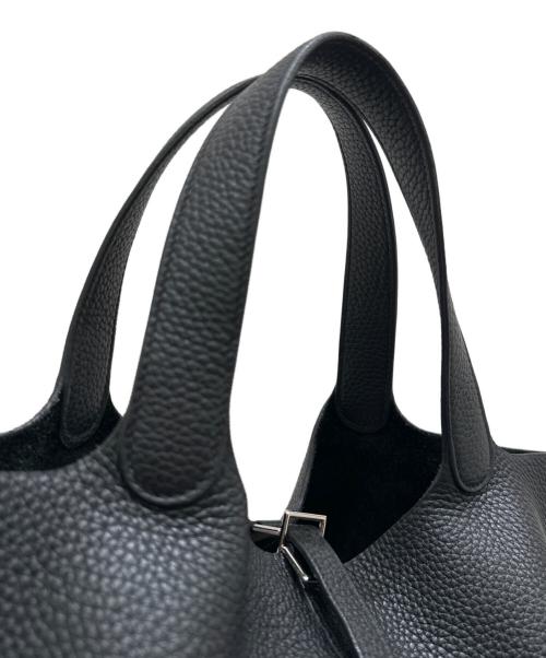 HERMES（エルメス）HERMES (エルメス) Picotin Lock MM ピコタンロック MM/トリヨンクレマンス/ブラック（ノワール）/D刻印:2019/シルバー金具 ブラック×シルバー金具 サイズ:MMの古着・服飾アイテム