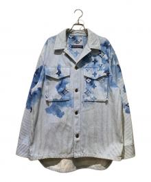 LOUIS VUITTON（ルイ ヴィトン）の古着「21SS ヴァージルアブロー ストライプモノグラムワーク デニムジャケット」｜インディゴ