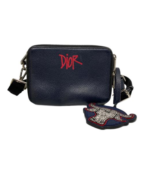 Christian Dior（クリスチャン ディオール）Christian Dior (クリスチャン ディオール) SHAWN STUSSY (ショーン・ステューシー) レザースクエアショルダーバッグ ネイビーの古着・服飾アイテム