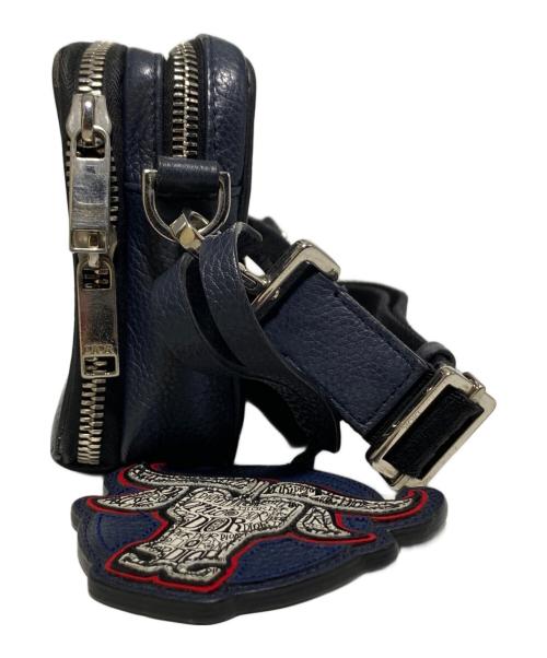 Christian Dior（クリスチャン ディオール）Christian Dior (クリスチャン ディオール) SHAWN STUSSY (ショーン・ステューシー) レザースクエアショルダーバッグ ネイビーの古着・服飾アイテム