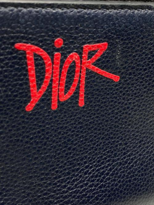 Christian Dior（クリスチャン ディオール）Christian Dior (クリスチャン ディオール) SHAWN STUSSY (ショーン・ステューシー) レザースクエアショルダーバッグ ネイビーの古着・服飾アイテム