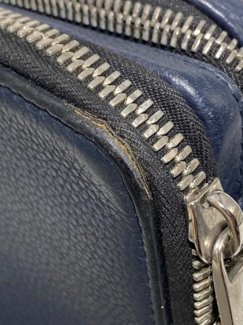 Christian Dior（クリスチャン ディオール）Christian Dior (クリスチャン ディオール) SHAWN STUSSY (ショーン・ステューシー) レザースクエアショルダーバッグ ネイビーの古着・服飾アイテム