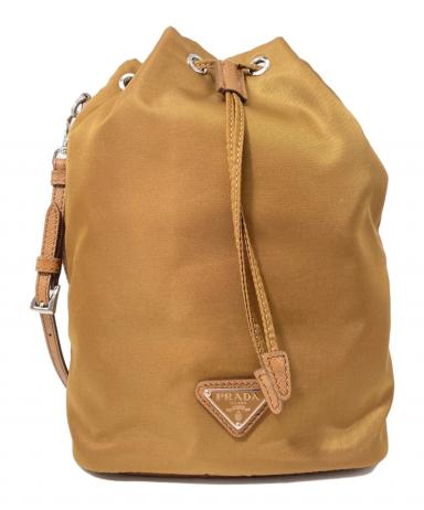 PRADA プラダ ナイロン巾着ポーチ 美品USED 中古・古着通販】PRADA (プラダ) ナイロン巾着ポーチ ブラウン