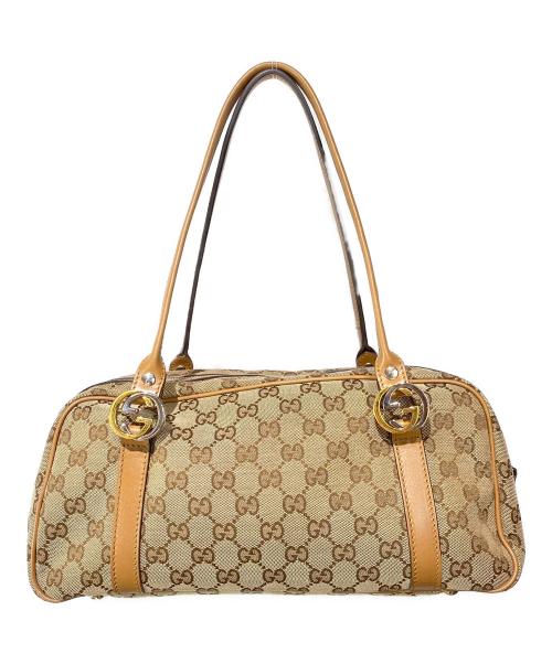 GUCCI（グッチ）GUCCI (グッチ) GGツインズショルダーバッグ ブラウンの古着・服飾アイテム