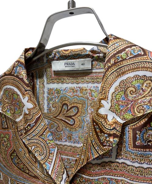 PRADA（プラダ）PRADA (プラダ) ペイズリーシルクシャツ ブラウン サイズ:40の古着・服飾アイテム