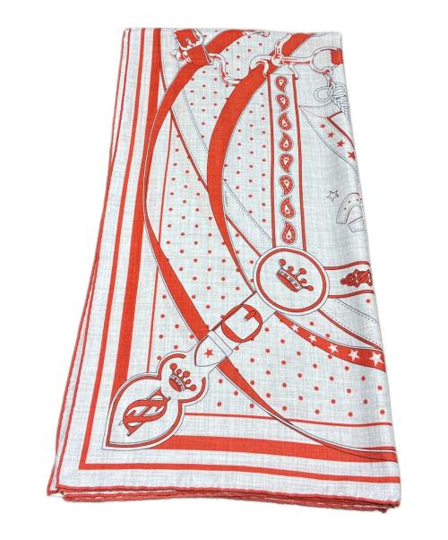 HERMES（エルメス）HERMES (エルメス) カレジェアン/カレ140/PROMENADE DU MATIN/朝の散歩 レッド×グレー サイズ:140の古着・服飾アイテム