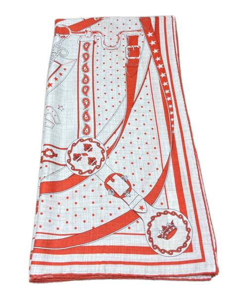 HERMES（エルメス）HERMES (エルメス) カレジェアン/カレ140/PROMENADE DU MATIN/朝の散歩 レッド×グレー サイズ:140の古着・服飾アイテム