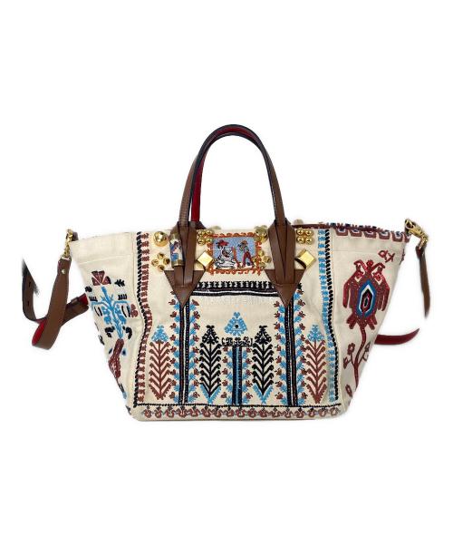 Christian Louboutin（クリスチャン・ルブタン）Christian Louboutin (クリスチャン・ルブタン) グリーカバ スモール ブロデリールビフリゼ/2WAYバッグ ベージュの古着・服飾アイテム