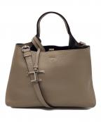 TOD'Sトッズ）の古着「Tタイムレス マイクロレザーショルダーバッグ」｜グレージュ