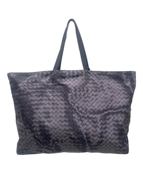 BOTTEGA VENETA（ボッテガベネタ）BOTTEGA VENETA (ボッテガベネタ) 転写イントレチャートナイロントートバッグ ブラックの古着・服飾アイテム