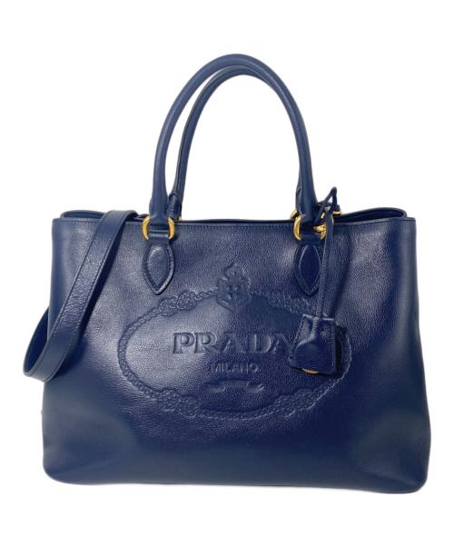 PRADA（プラダ）PRADA (プラダ) 2WAYショルダーバッグ ネイビーの古着・服飾アイテム
