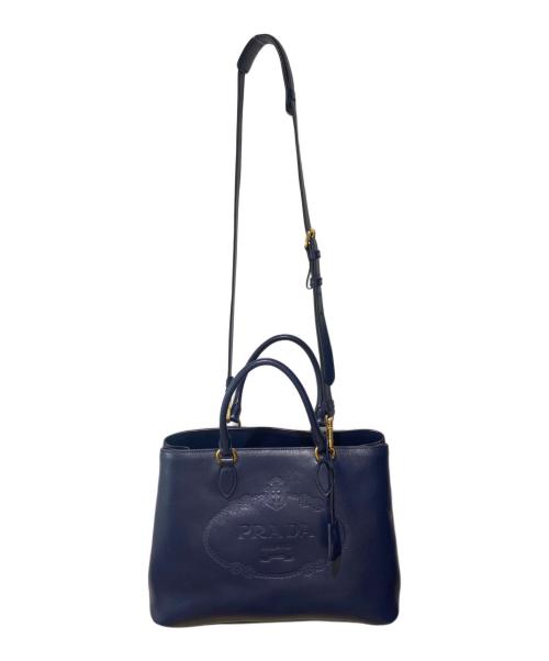 PRADA（プラダ）PRADA (プラダ) 2WAYショルダーバッグ ネイビーの古着・服飾アイテム