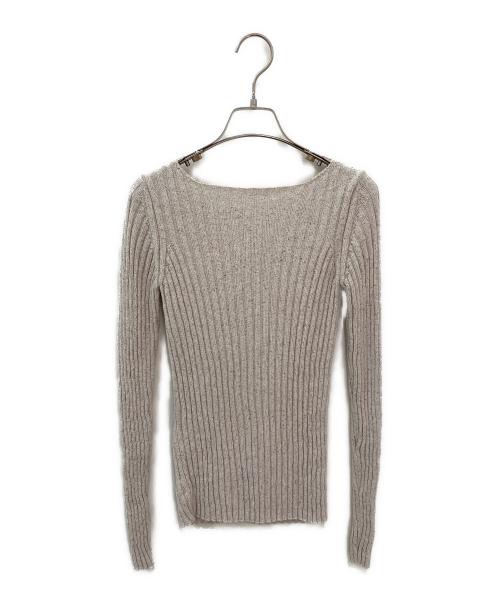 AURALEE（オーラリー）AURALEE (オーラリー) SILK COTTON MELANGE RIB KNIT V-NECK P/O ベージュ サイズ:1の古着・服飾アイテム