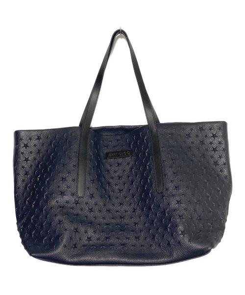 JIMMY CHOO（ジミーチュウ）JIMMY CHOO (ジミーチュウ) スターエンボス グレイニーレザー・トートバッグ ネイビーの古着・服飾アイテム