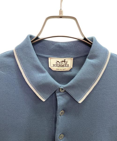 HERMES（エルメス）HERMES (エルメス) 鹿の子ポロシャツ ブルー サイズ:XLの古着・服飾アイテム