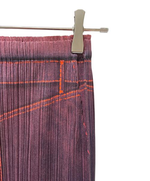 PLEATS PLEASE（プリーツプリーズ）PLEATS PLEASE (プリーツプリーズ) デニム転写ロングプリーツスカート オレンジ サイズ:3の古着・服飾アイテム