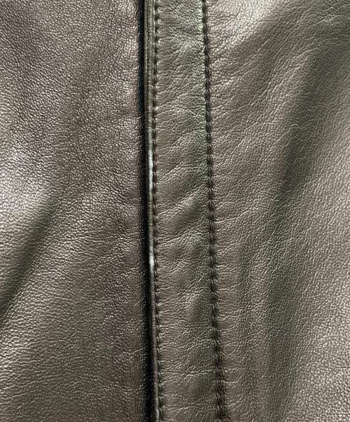 EMPORIO ARMANI（エンポリオアルマーニ）EMPORIO ARMANI (エンポリオアルマーニ) ラムフーデット レザー ジャケット ブラック サイズ:52の古着・服飾アイテム