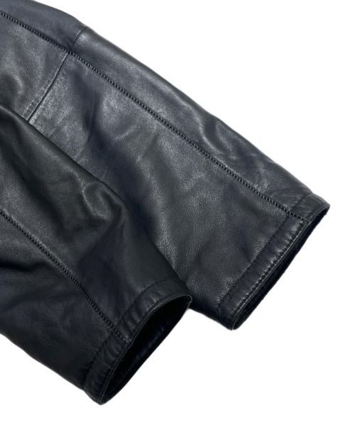 EMPORIO ARMANI（エンポリオアルマーニ）EMPORIO ARMANI (エンポリオアルマーニ) ラムフーデット レザー ジャケット ブラック サイズ:52の古着・服飾アイテム