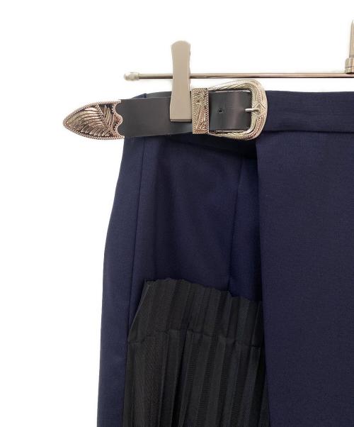 TOGA PULLA（トーガ プルラ）TOGA PULLA (トーガ プルラ) ス-チングウールプリーツ巻きスカート ネイビー サイズ:36の古着・服飾アイテム
