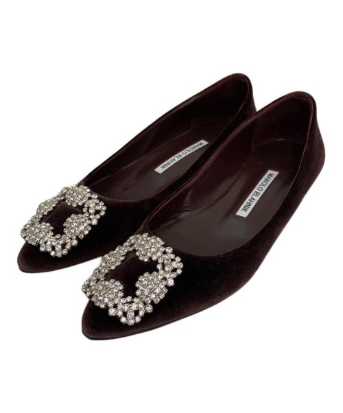 Manolo Blahnik（マノロブラニク）Manolo Blahnik (マノロブラニク) ハンギシビジューパンプス ボルドー サイズ:36の古着・服飾アイテム