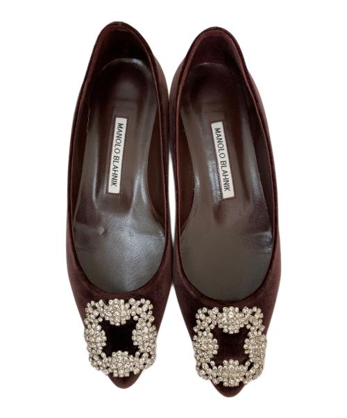Manolo Blahnik（マノロブラニク）Manolo Blahnik (マノロブラニク) ハンギシビジューパンプス ボルドー サイズ:36の古着・服飾アイテム