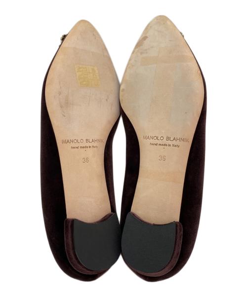 Manolo Blahnik（マノロブラニク）Manolo Blahnik (マノロブラニク) ハンギシビジューパンプス ボルドー サイズ:36の古着・服飾アイテム