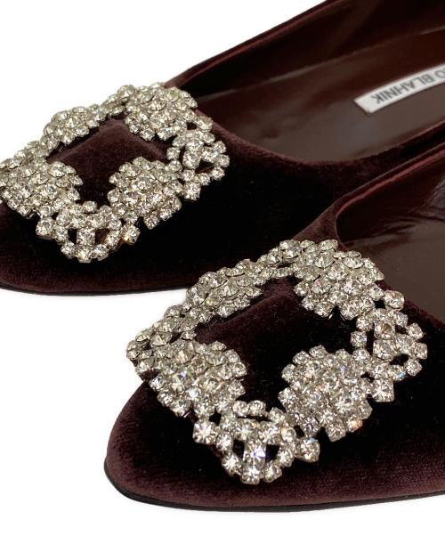 Manolo Blahnik（マノロブラニク）Manolo Blahnik (マノロブラニク) ハンギシビジューパンプス ボルドー サイズ:36の古着・服飾アイテム