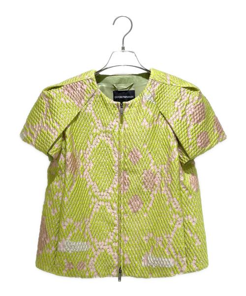 EMPORIO ARMANI（エンポリオアルマーニ）EMPORIO ARMANI (エンポリオアルマーニ) 半袖ジャケット 黄緑 サイズ:40 未使用品の古着・服飾アイテム