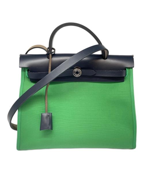 HERMES（エルメス）HERMES (エルメス) Aire Bag Zip 31/エールバッグ ジップ 31 グリーン×ネイビー サイズ:31の古着・服飾アイテム