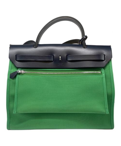 HERMES（エルメス）HERMES (エルメス) Aire Bag Zip 31/エールバッグ ジップ 31 グリーン×ネイビー サイズ:31の古着・服飾アイテム