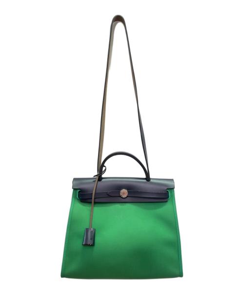HERMES（エルメス）HERMES (エルメス) Aire Bag Zip 31/エールバッグ ジップ 31 グリーン×ネイビー サイズ:31の古着・服飾アイテム
