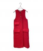 CELINEセリーヌ）の古着「ウールブレンド ノースリーブ シングル コート」｜レッド