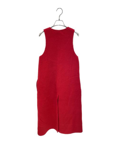CELINE（セリーヌ）CELINE (セリーヌ) ウールブレンド ノースリーブ シングル コート レッド サイズ:34の古着・服飾アイテム